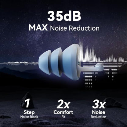 Ear Plugs for Sleeping, 35dB Reusable Soft Silicone Earplugs | Noise Cancelling Earbuds for Noise Reduction (35dB) Hearing Protection, 3D Oval Design for Side Sleepers, 2 Pairs (S + M/L)