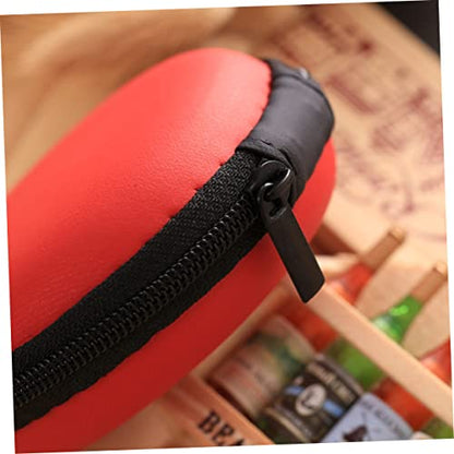 Red EVA Earphone Case, Mini Ball Shape Zipper Protect Pouch - color: Red
