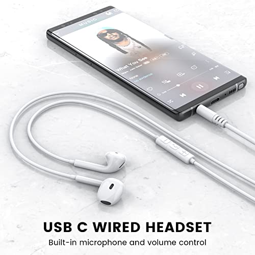 MOSWAG in Ear Headphones, Half in Ear Headphones with Mic Built in Volume Control Suitable for IPad, Android, MP3, Samsung Most 3.5mm Audio Devices - color: White, size: 2 pack