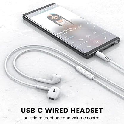 MOSWAG in Ear Headphones, Half in Ear Headphones with Mic Built in Volume Control Suitable for IPad, Android, MP3, Samsung Most 3.5mm Audio Devices - color: White, size: 2 pack