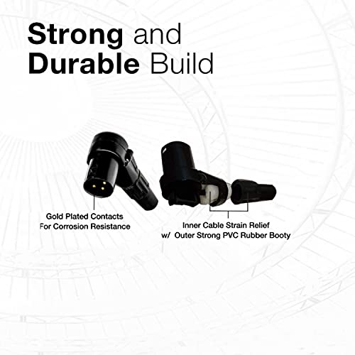 Right Angle 3-Pin XLR Male to 3.5 TRS Male - 5 Feet - Black - Pro 3-Pin Microphone Connector for Powered Speakers, Audio Interface or Mixer for Live Performance & Recording