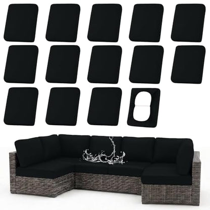 Waterproof Outdoor Cushion Covers, Stretch Patio Slipcovers | UV Resistant Coating, Stretch Fabric, Waterproof Protection, Replacement Covers, Fits Patio Furniture Cushions (14 Pieces) - color: Black, size: 14PCS