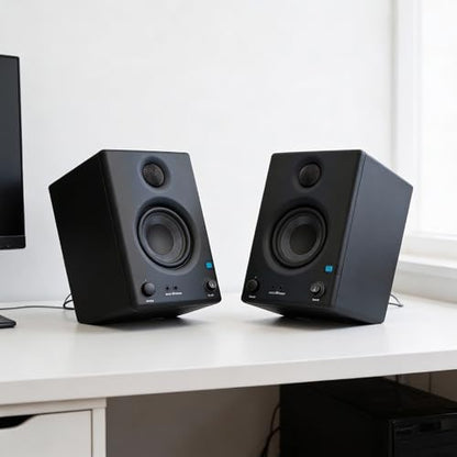 PreSonus Eris E3.5 Studio Monitor Pair Bundle with Isolation Pads, XLR Cables, TRS Cables, and Austin Bazaar Polishing Cloth - size: Bundle w/ Isolation Pads, style: E3.5