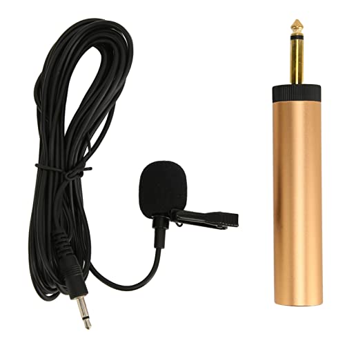 Cuifati 3.5mm Wired Lavalier Microphone Omnidirectional Condenser Mic On Lapel Mic with 16.4ft Cable and 6.5mm Adapter for Phones Cameras Computers