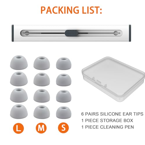 6 Pairs Replacement Silicone Ear Tips Compatible with Beats Studio Buds/Fit Pro/Studio Buds +, Silicone Earbuds Eartips Buds Cover Set for Beat Studio Buds (Grey) - color: Grey with Pen