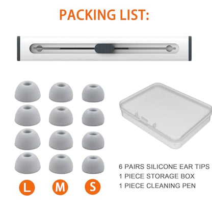 6 Pairs Replacement Silicone Ear Tips Compatible with Beats Studio Buds/Fit Pro/Studio Buds +, Silicone Earbuds Eartips Buds Cover Set for Beat Studio Buds (Grey) - color: Grey with Pen