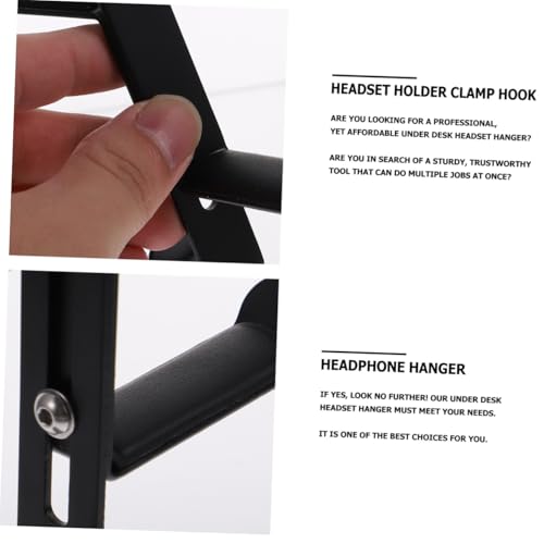 POPETPOP Metal Headphone Stand Hanger Desk Clamp Holder for Headset Anti-Scratch Mat - color: Black