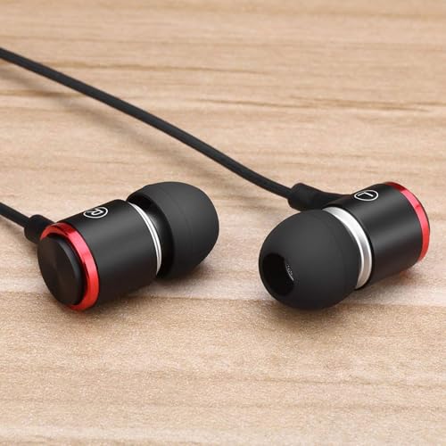 Rosmas Wired Headphones with case, 3.5mm Audio Jack, Noise Isolating HiFi Stereo Earphones with Mic, Volume Control & Clear Calls for Laptop/Chromebook/Kindle/Switch/Android /MP3 School Use(Black) - size: Black – Upgraded