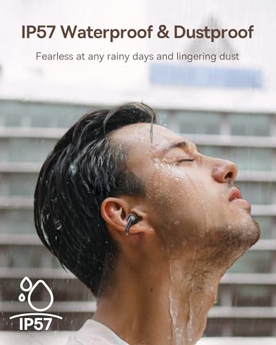 Baseus Bowie MC1 Open Ear Clip-On Earbuds, Adaptive Comfort with Anti-Drop Design, Impactful Sound with Adaptive Bass Boost, Adaptive Noise Cancelling Calls, IP57 Waterproof, 40H Playtime, Lightweight - color: Black