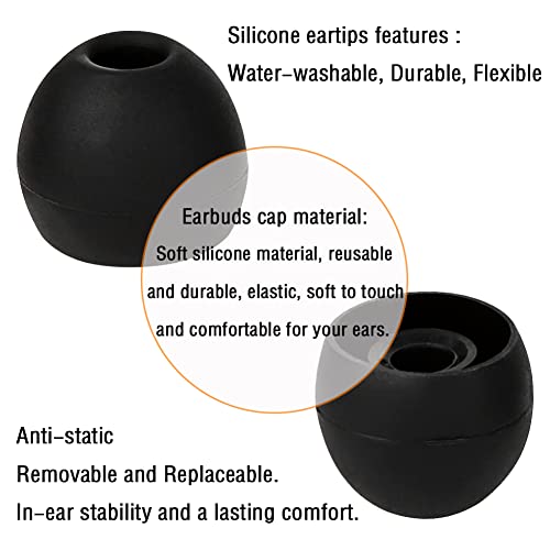 18 Pairs Silicone Earbud Tips Replacement Ear Tips Earbuds Cap for in- Ear Headphones Eartips (Inner Hole from 3.8mm-5.5mm Earphones) Earbud Replacement Tips Ear Buds Tips S M L,Black - color: Black