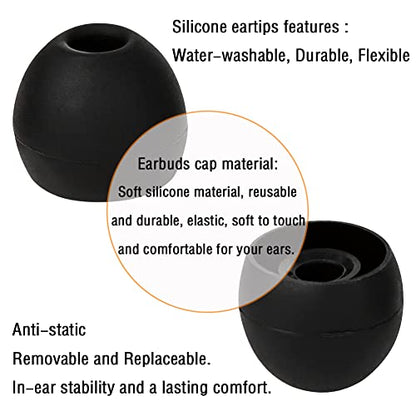 18 Pairs Silicone Earbud Tips Replacement Ear Tips Earbuds Cap for in- Ear Headphones Eartips (Inner Hole from 3.8mm-5.5mm Earphones) Earbud Replacement Tips Ear Buds Tips S M L,Black - color: Black