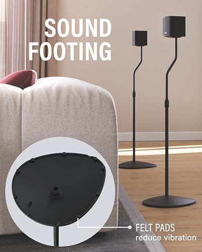 SANUS Speaker Stands Pair for Satellite & Bookshelf Speakers up to 3.5lbs – 10” Height Adjustment – Includes L-Shaped Bracket & Keyhole Adapter for Compatibility – Easy DIY Assembly - size: Heigth Adjustable