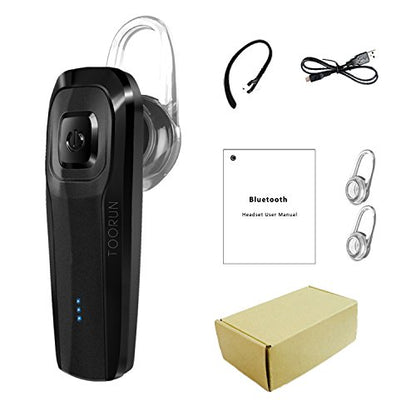 TOORUN Bluetooth Headset, M26 Bluetooth Earpiece Handsfree V5.0 Wireless Headphone with Noise Cancelling and Microphone Compatible for Android iPhone Cell Phone Laptop - Black