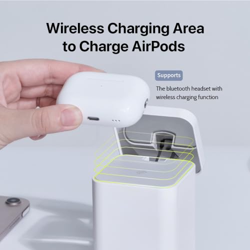 ADAM elements Mag 4 GaN 30W Magnetic 4-in-1 Charging Station, Wireless Desktop Charger for iPhone 17 16 15 14 Series, Apple Watch, AirPods & USB Devices (White)