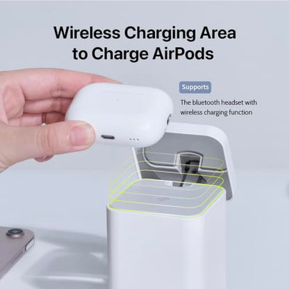 ADAM elements Mag 4 GaN 30W Magnetic 4-in-1 Charging Station, Wireless Desktop Charger for iPhone 17 16 15 14 Series, Apple Watch, AirPods & USB Devices (White)