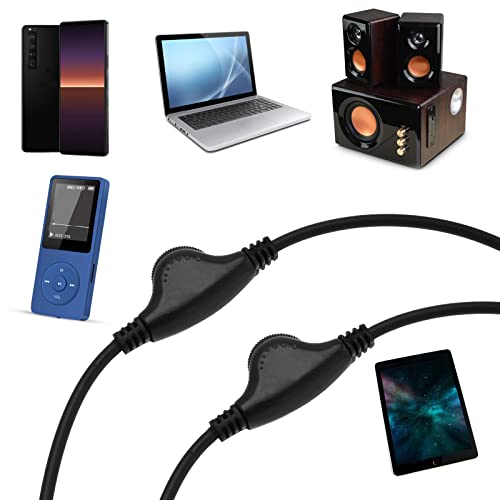 Create idea 2PCS 3.5mm Male to Female Audio Extension Cables Headphone/Speaker Volume Control Cable for Computers MP3 MP4 Headphones Plug and Play 25cm Length