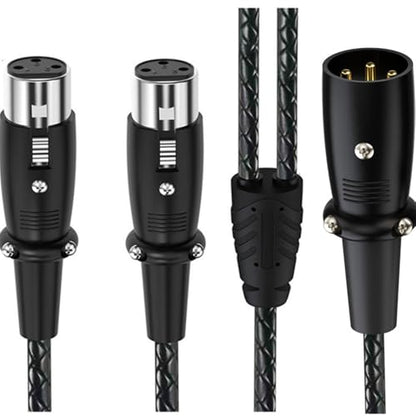 1.64ft XLR 3-Pin Splitter Cable, 1 to 2 MIC Adapter, Male to Dual Female Microphone Audio Cable for MIC Mixer, Recording Studio, Podcast, Speaker, Amplifier, PA DAC Mixing Console - style: Straight Male Female