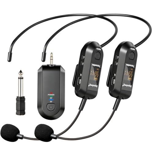 Depusheng 2.4G Wireless Microphone Headset,Lavalier and Handheld Mic 160ft Range,with 1/8''&1/4'' Plug for PA System,Voice Amplifier (Two Headset Microphone) - size: Two Headset microphone