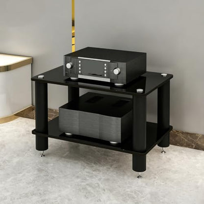Glass HiFi Audio Rack, 1-4 Tier Vibration Isolation Stand - color: Black, size: 2 tier