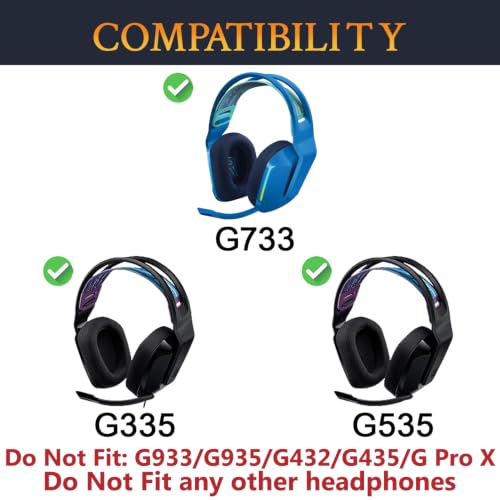 SOULWIT Cooling Gel Earpads Replacement for Logitech G733/G535/G335 Lightspeed Wireless Gaming Headset, Ear Pads Cushions with Comfort Noise Isolation Foam - Blue - color: Blue