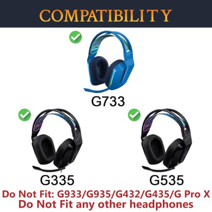 SOULWIT Cooling Gel Earpads Replacement for Logitech G733/G535/G335 Lightspeed Wireless Gaming Headset, Ear Pads Cushions with Comfort Noise Isolation Foam - Blue - color: Blue