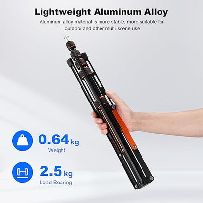 Soopho Portable Photography Light Stand Adjustable 7ft Aluminum Light Tripod Stand with 180° Reversible Leg Reversible Portable Studio Lighting Tripod ，Maximum Height 86.5“/220cm for Flsah Softboxes - color: Gold