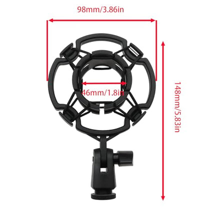 Universal Microphone Shock Mount for 42-46mm Mics, Professional Anti-Vibration Holder with 3/8" or M16 Thread, Compatible with Studio Condenser Microphone for Recording, Podcasting, Streaming
