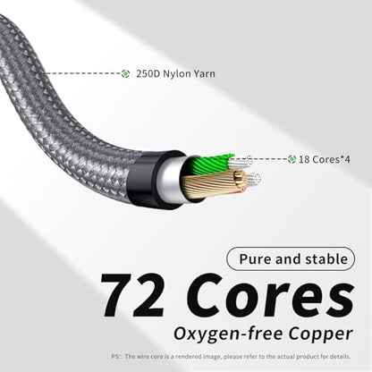 HBC13 A2DC Replacement Cable,for Audio-Technica 4 Cores High-Purity OFC Silver-Plated, Compatible with CKR100iS/CKS1100/CKS1100iS/ATH-CM2000Ti/ATH-CK2000Ti etc, 3.5mm Straight 4FT