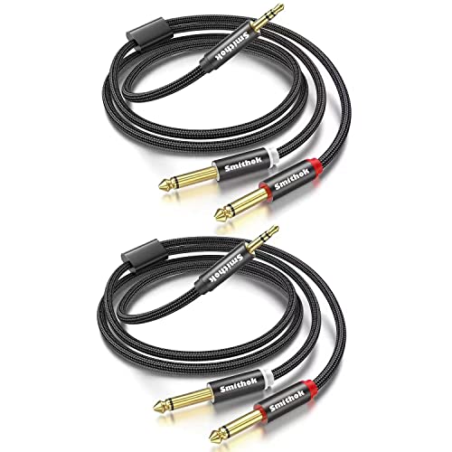 Smithok 2pack 16.4Ft 3.5mm TRS to Dual 6.35mm Stereo Cable 1/8 TRS to Dual 6.35mm 1/4 TS Mono Y Splitter Audio Cord Adapter for Smartphone, Mixer,PC, CD Player, Speakers and Home Stereo System - size: 2pack 16.4ft