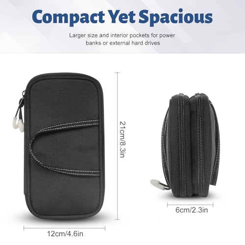 Electronic Organizer, Travel Cable Organizer Case - Compact 8-Pocket Pouch for Chargers, Cords & Tech Accessories (8.2x5.9x2 Inch)