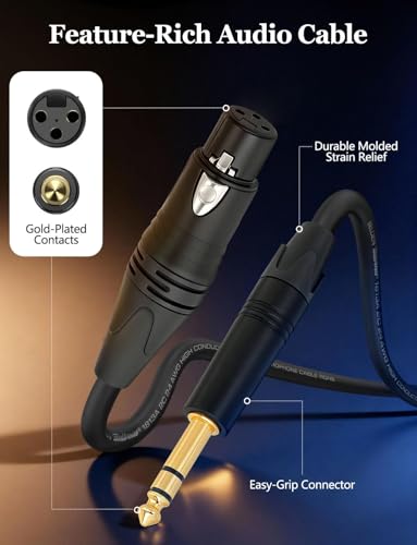 Superbat Balanced XLR to TRS 1/4 to XLR Female Guitar Cable 3FT 2-Pack | Belden 1813A Shielded for Bass Guitar, Microphone, Amp, Speaker, Noise-Free Pro Audio - size: 3ft, style: 6.35mm TRS to XLR Female