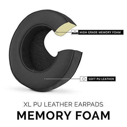 Brainwavz XL Large Replacement Memory Foam Earpads - Suitable for Many Other Large Over The Ear Headphones - Sennheiser, AKG, HifiMan, ATH, Philips, Fostex, Sony (Black Pleather) - color: Black Pleather