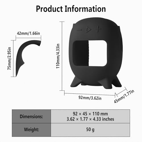 Geiomoo Silicone Carrying Case for JBL Clip 5, Protective Portable Scratch Shock Resistant Cover (Black) - color: Black