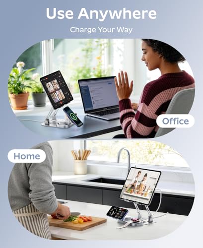 Meifigno 65W 5 in 1 Wireless Charging Station for Apple Multiple Devices | With 30W Fast Wired Charging for iPad/Tab, Foldable Charger Design for Magsafe, for iPhone 17 16/iWatch/AirPods with Adapter