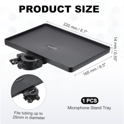 Microphone Stand Tray 8.7x6.5in Microphone Stand Plastic Tray Black - color: Black, size: 8.7x6.5in