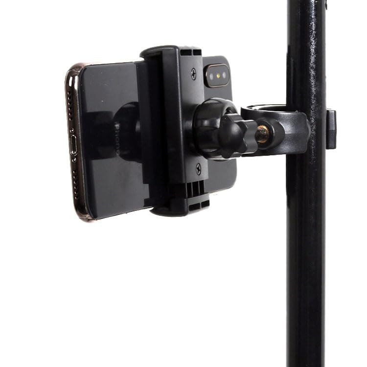 2 Pack Mic Stand Phone Holder Mount Photography Light Stand Phone Mount Holder Clamp Phone Clip for Microphone Stand Tripod Boom Arm Floor Mic Stand Selfie Stick Ring Light Camera Tripod