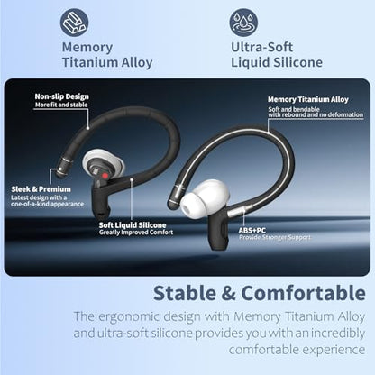 Anti-Slip Ear Hooks for Nothing Ear 3 Earbuds (2025), Comfortable Fit | Sports Anti-Loss | Soft Memory Titanium Alloy Ear Hooks Compatible for Nothing Ear (3) Wireless Earbuds with Lanyard (Black)
