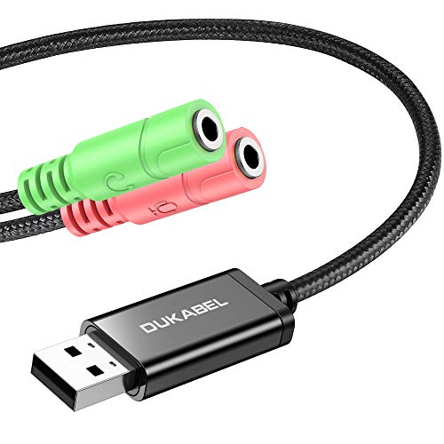 DUKABEL USB Audio Adapter with 3.5mm Jack External USB Sound Adapter - 30CM - size: 9.8 inch / 25 cm