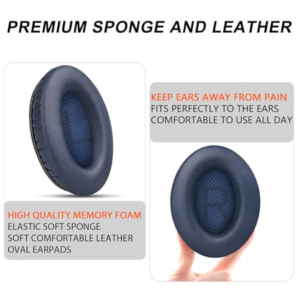 GEVO Premium Replacement Ear Pads for Bose QC35 & QC35ii Headphones - Blue | Fits QuietComfort 35 & 35ii / SoundLink 1&2 AE（Over-Ear）- Soft Protein Leather · Adaptive Memory Foam and Extra Durable - color: Midnight Blue