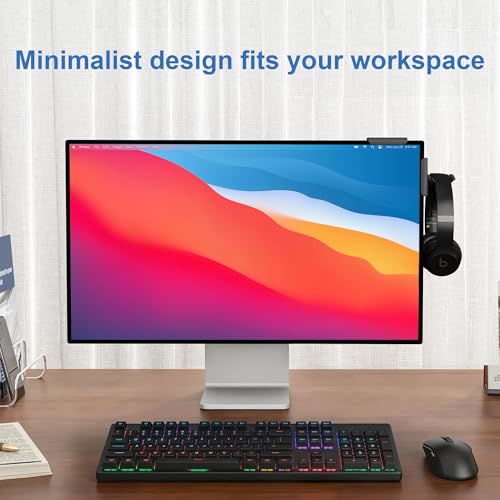 Headphone Holder for Screen (black 2 Pack) | Plastic Headphone Stand, Headset Stand Suitable for AirPods Max, Sony, Bose, Beats and More - color: black 2 Pack