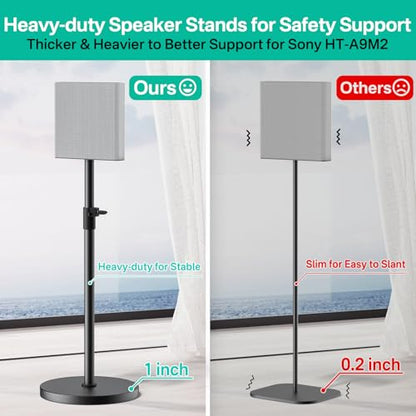 Pair Heavy-Duty Floor Speaker Stands for Sony Bravia Theatre Quad HT-A9M2 Speaker Stands - Height Adjustable Surround Sound Speaker Stand for Sony HT-A9M2 Stands with Cable Management (Stand Only)
