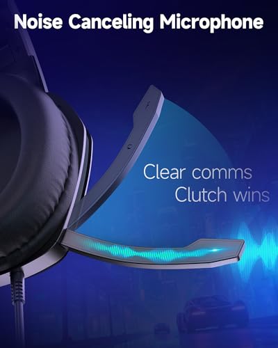 AOC Wired Gaming Headset, Headphones for Xbox Series PS5 PC Switch, Black | Surround Sound, Noise Canceling Over-Ear Gaming Mic, RGB Lights, 50mm Drivers, 3.5mm Jack - color: Matte Black
