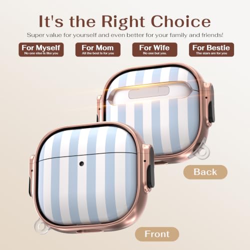 for AirPods 5/4 Case (2026/2024) with Double Safety Lock,Blue White Stripes - color: Blue White Stripes, size: AirPods 5/4 Case (2026/2024)
