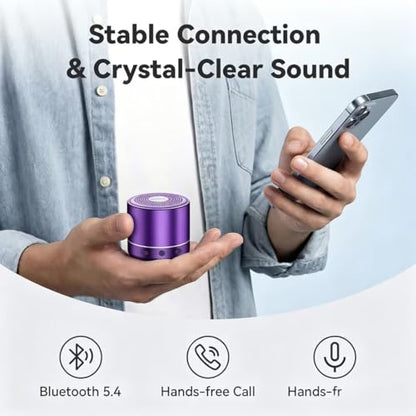 Small Speaker,2026 Brief Design Portable Bluetooth Speaker with Loud Stereo Sound and Robust Bass, Mini Speaker Easy to Carry, IPX7 Waterproof Speaker for Shower, Room Purple - color: Purple