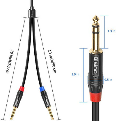 1/4 inch TRS Stereo Y-Splitter Insert Cable, 1/4 Inch Male Jack to Dual 1/4inch(6.35mm) Male TS Mono Breakout Cable Audio Patch Cord - 3.3 Feet/1 Meter
