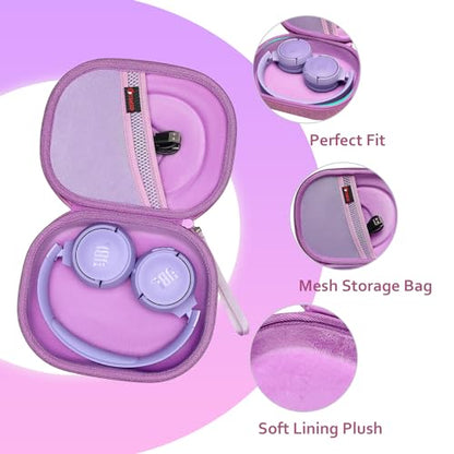XANAD Hard Case Compatible with JBL Live or Tune Headphones,Fit for JBL Live 770NC/660NC/650BT/460NC/670NC or JBL Tune 510BT / 770NC/710BT/720BT/760NC/700BT/520BT Bluetooth Wireless Headphone（Purple） - color: Purple Outside+Purple Inside