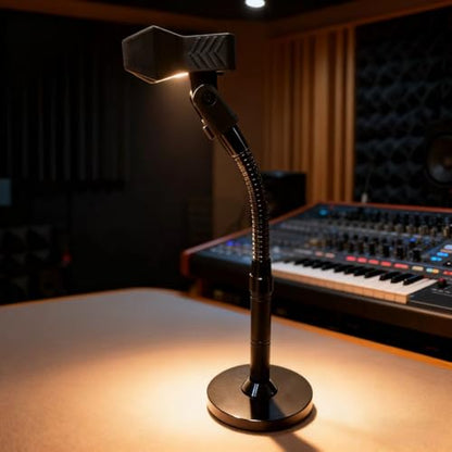 Gooseneck Microphone Stand Desk Mount for Podium,Clip On Microphone Stand,Adjustable,Portable,Long Arm,Flexible Wireless Mic Holder with Clip, in Black