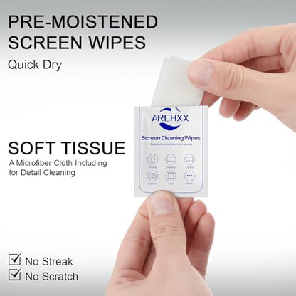 ARCHXX Screen Wipes for Electronics, 240 Count 6"x6" Pre-Moistened Screen Cleaner for Screens, Computer,Laptop,Tablet,Phone,Monitor,Car Screen Cleaner, Lens Wipes Individually Wrapped - size: 1 Count (Pack of 240)