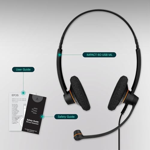 EPOS Sennheiser Consumer Audio SC 60 USB ML (504547) - Double-Sided Business Headset | For Skype for Business | with HD Sound, Noise-Cancelling Microphone, & USB Connector (Black)