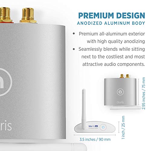 Blume HD Long Range Bluetooth 5.3 Music Receiver Hi-Fi Audio Adapter with Audiophile DAC, LDAC & AptX HD for Home Stereo, AV Receiver or Amplifier - color: Silver